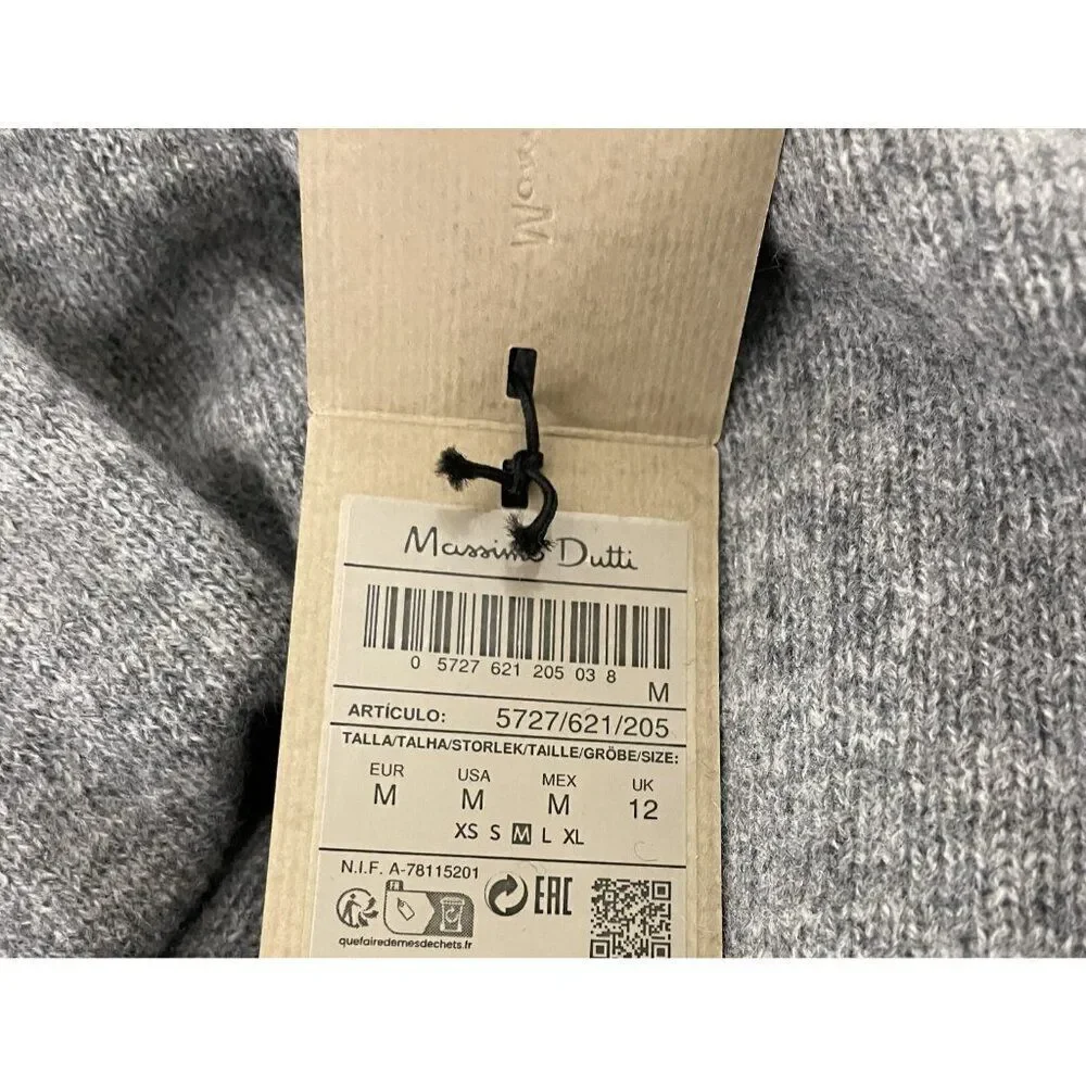 Massimo Dutti Women Sweater M Medium Knit Gray Crop shoulder seams 5727/621 NWT - Picture 5 of 7